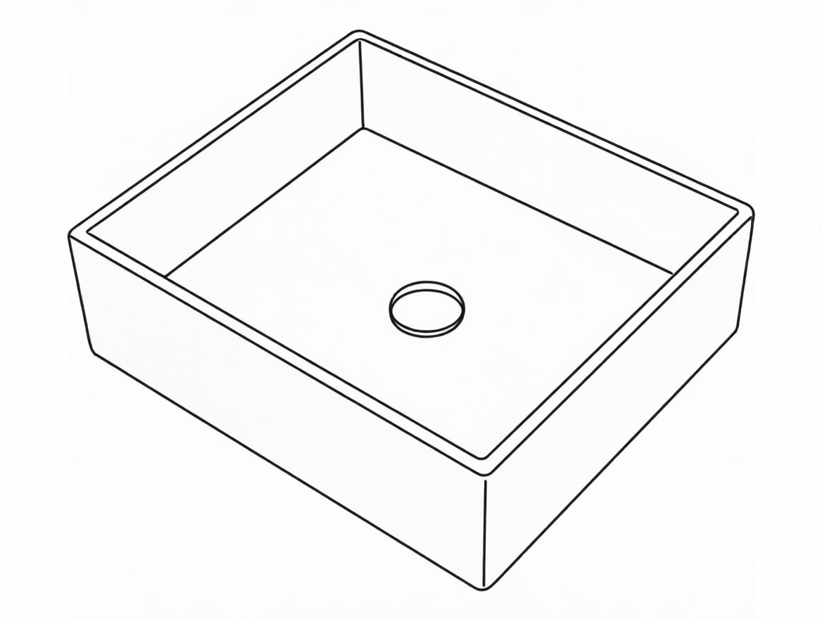 Snow white counter top basin drawing
